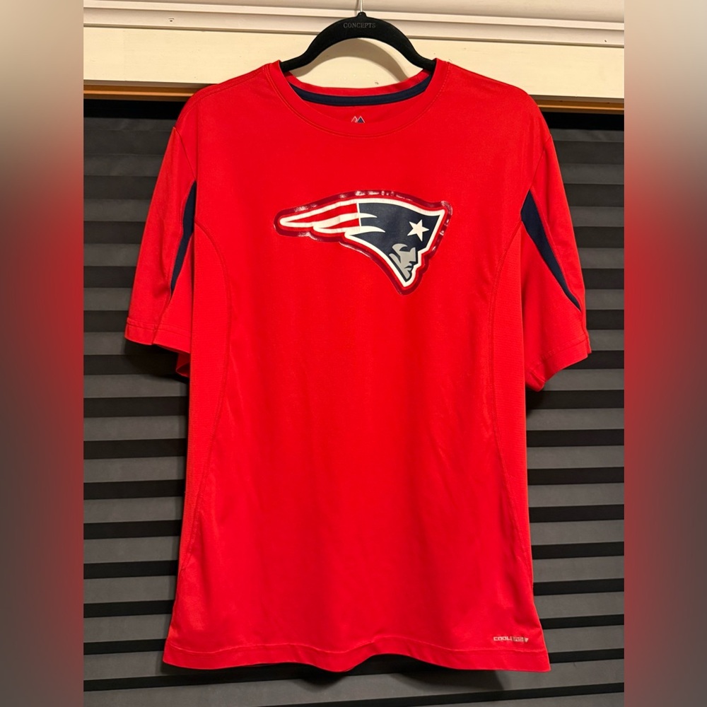 Patriots Majestic Red Short Sleeve Shirt